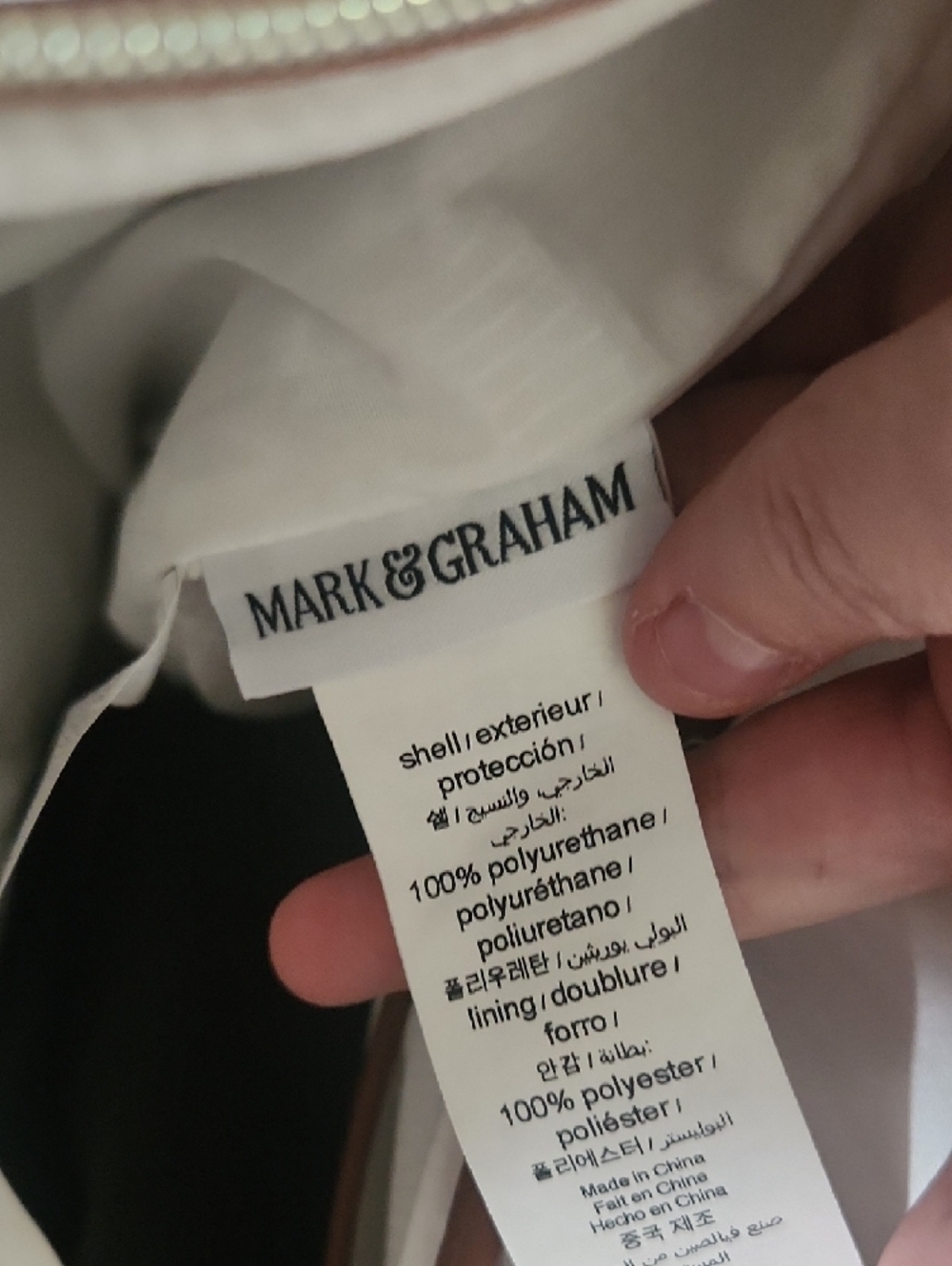 Mark & Graham White Tote with Brown Trim - Picture 2 of 11